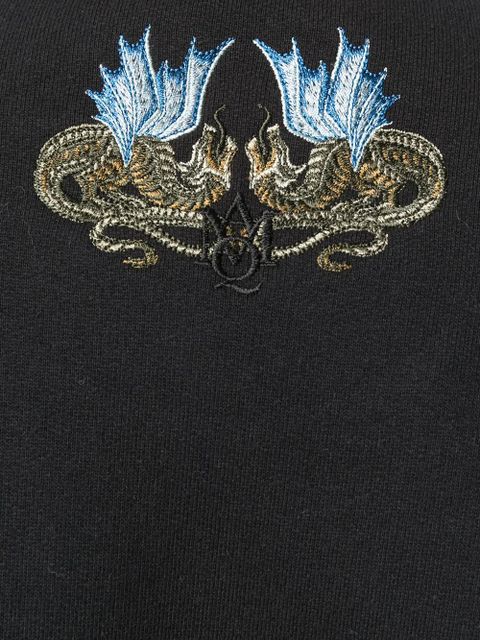 Alexander McQueen dragon patch flared dress - Black