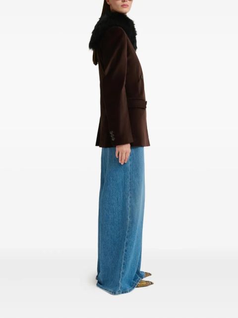Marni velvet calf-hair collar blazer - Brown
