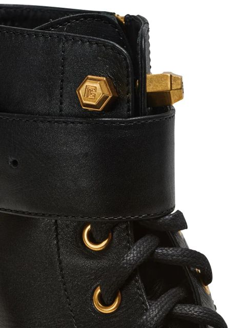 Balmain Romy lace-up leather boots - Black