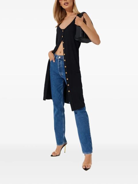 Free People button sleeveless mini dress - Black