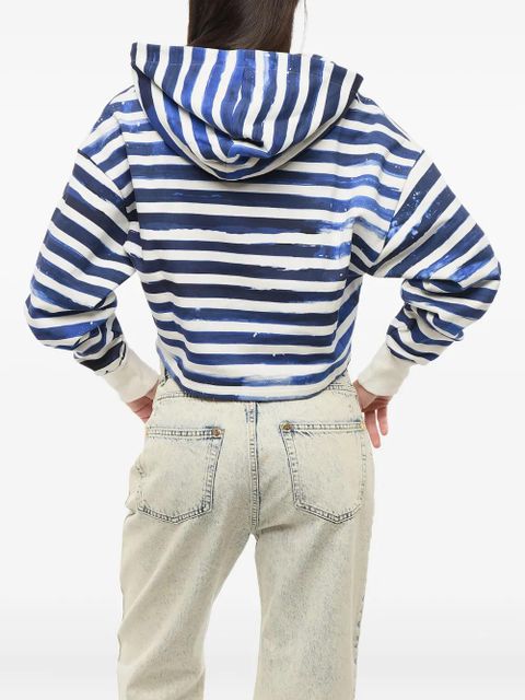 Balmain heart-print striped hoodie - Blue