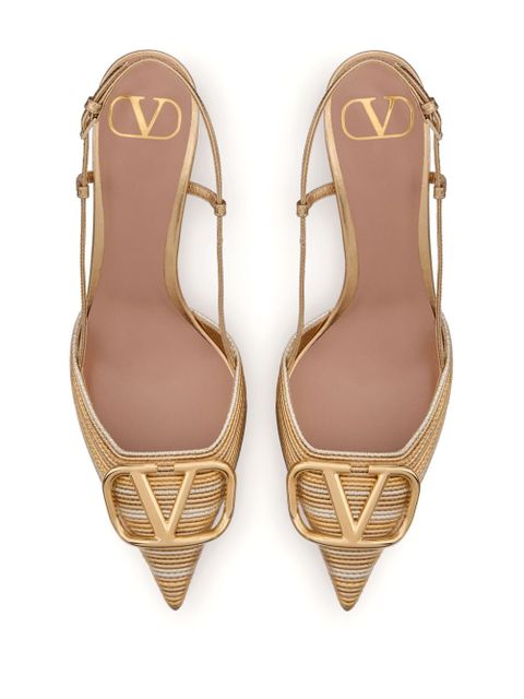 Valentino Garavani 80mm VLogo Signature slingback pumps - Gold