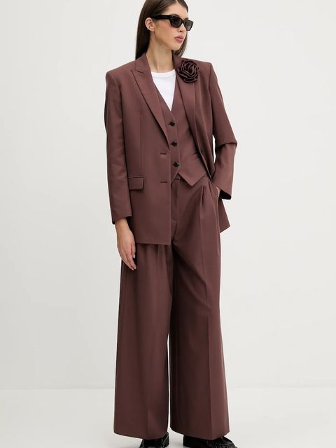 HUGO marynarka kolor brązowy jednorzędowa gładka 50544133