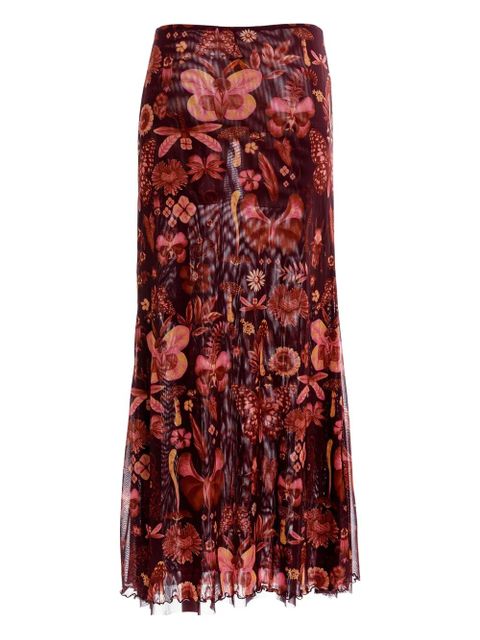 Agua By Agua Bendita Brace floral-print ruffled maxi skirt - Red