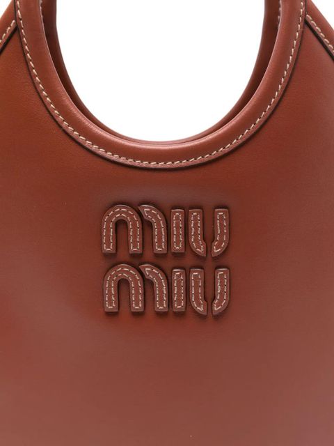 Miu Miu logo-appliqué top-handles shoulder bag - Brown