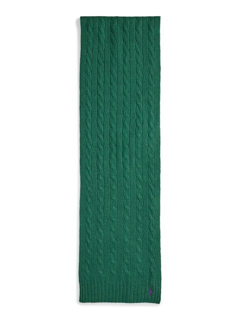 Polo Ralph Lauren szalik wełniany damski kolor zielony gładki 455956296