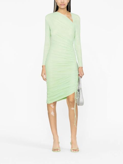 Self-Portrait ruched mesh midi dress - Green - zdjęcie produktu nr 2