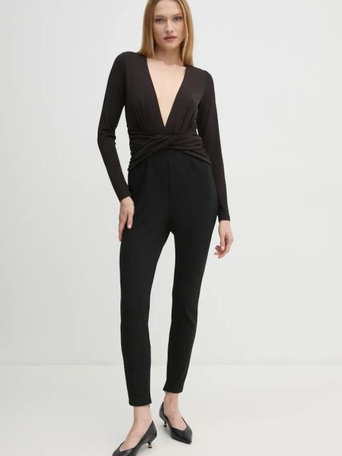 MICHAEL Michael Kors kombinezon kolor czarny z dekoltem w szpic MF482MVAPQ