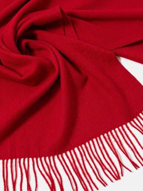 Answear.LAB szal wełniany damski kolor czerwony gładki