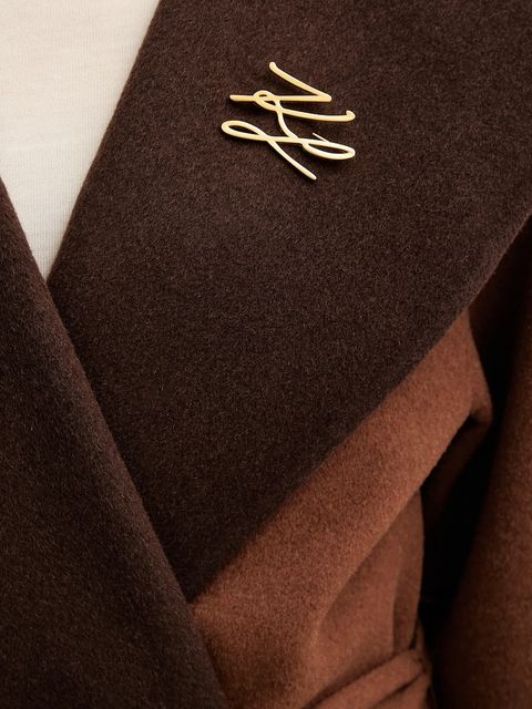 Karl Lagerfeld płaszcz dwustronny z dodatkiem wełny kolor brązowy B1W15038