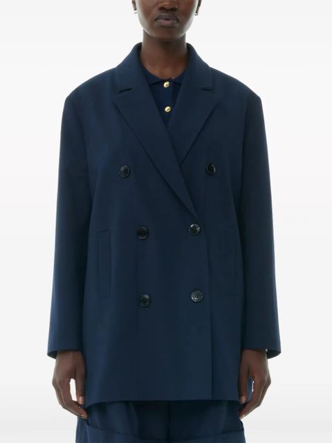 GANNI double-breasted longline blazer - Blue