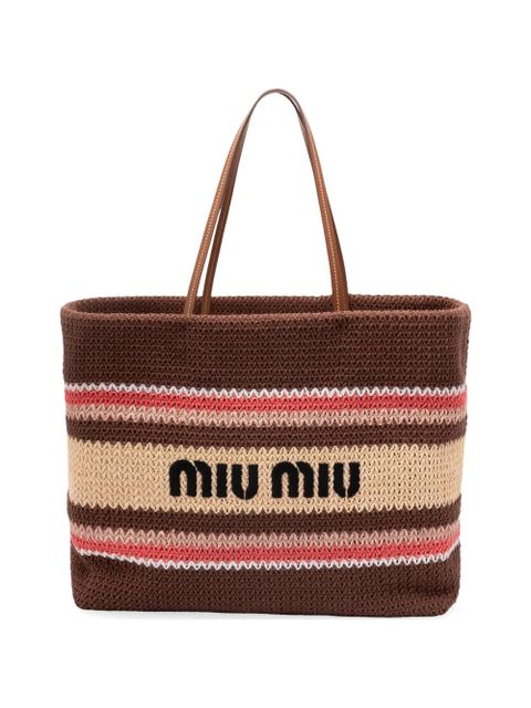 Miu Miu striped crochet shoulder bag - Brown - zdjęcie produktu nr 1