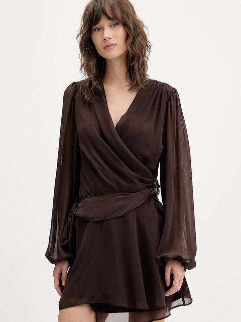 Abercrombie & Fitch sukienka kolor brązowy mini prosta KI159-6295-450