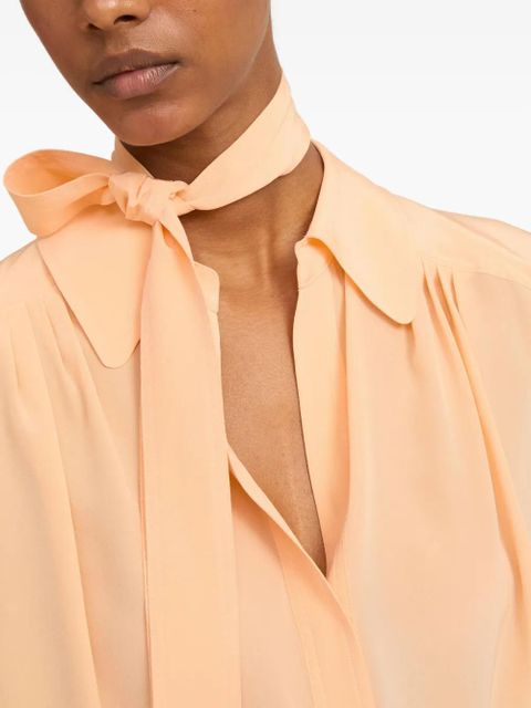 Yves Salomon tie-neck silk blouse - Orange