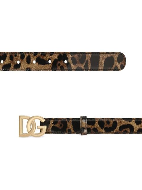 Dolce & Gabbana KIM DOLCE&GABBANA DG-logo leopard-print belt - Brown