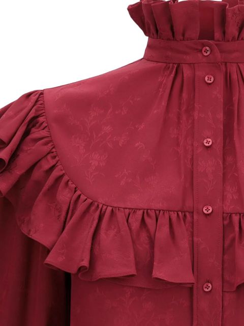 Saint Laurent stand-collar ruffled blouse - Red - zdjęcie produktu nr 2