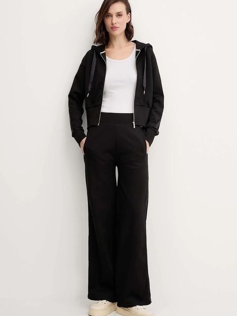 BOSS bluza lounge damska kolor czarny z kapturem gładka 50545635 - zdjęcie produktu nr 2