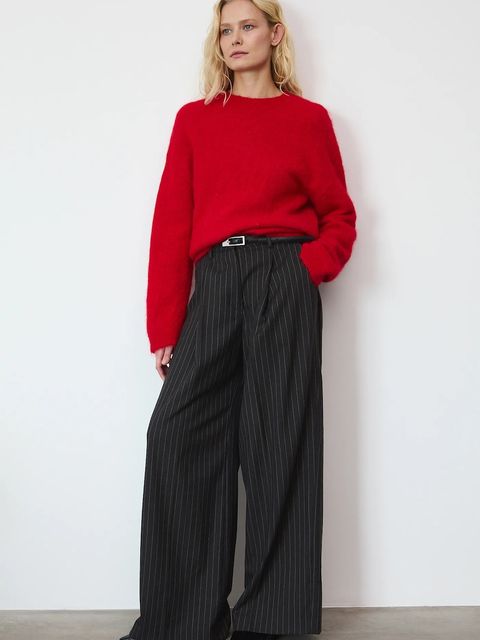 Medicine sweter z wełną alpaki kolor czerwony - zdjęcie produktu nr 1