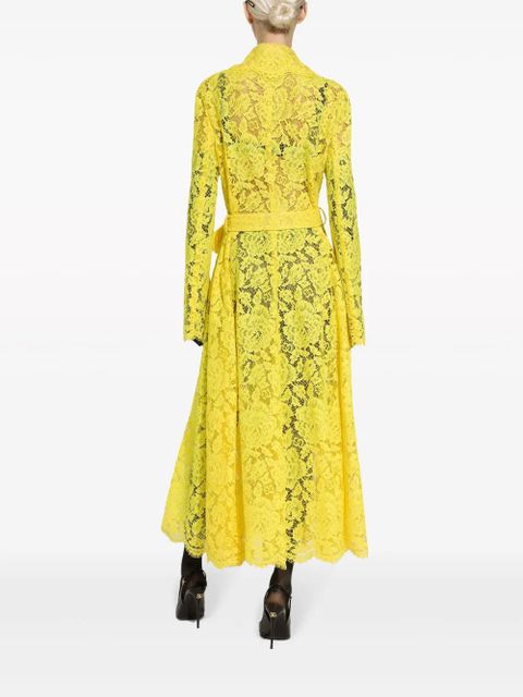 Dolce & Gabbana cordonetto-lace trench coat - Yellow