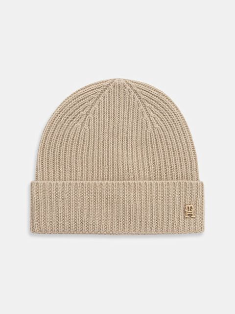 Tommy Hilfiger czapka kaszmirowa kolor beżowy AW0AW17772 - zdjęcie produktu nr 1