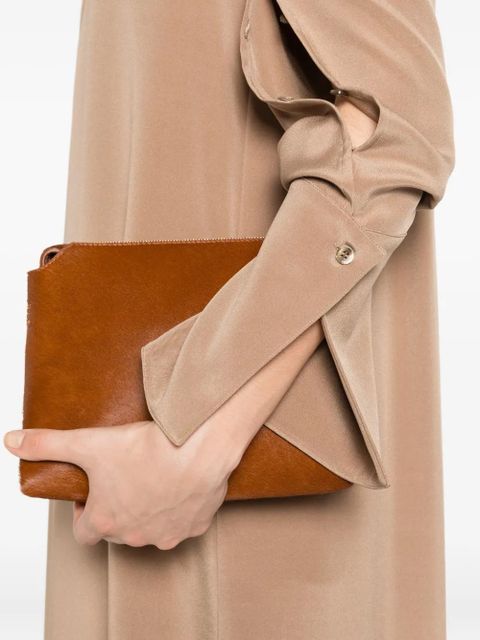 Max Mara button-cuff silk dress - Brown