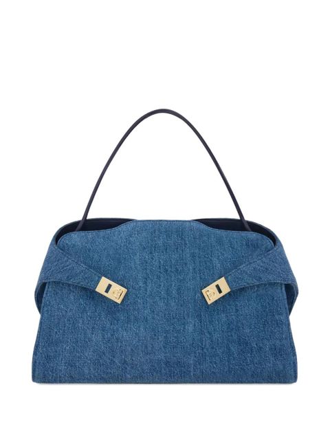 Ferragamo Hug Soft denim shoulder bag - Blue - zdjęcie produktu nr 1