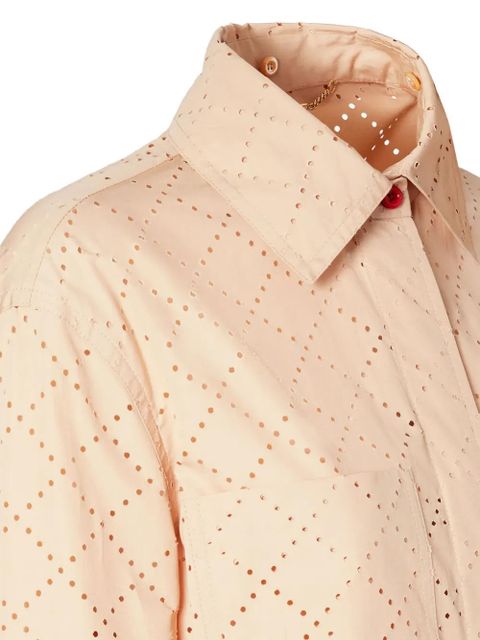 FENDI broderie-anglaise long-sleeve shirt - Neutrals