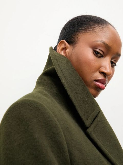 Answear Lab płaszcz wełniany kolor zielony przejściowy dwurzędowy