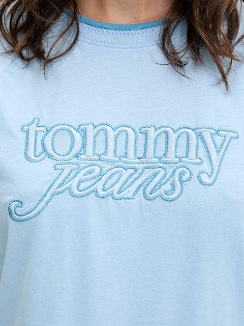 Tommy Jeans t-shirt bawełniany damski kolor niebieski DW0DW21388