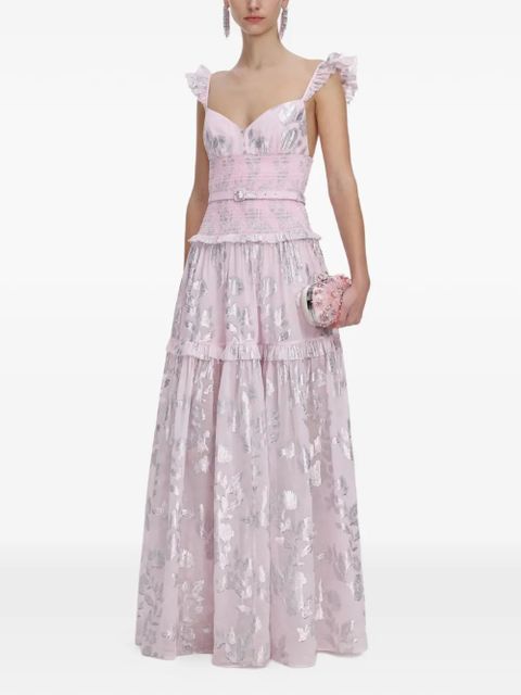 Self-Portrait chiffron ruffled maxi dress - Pink