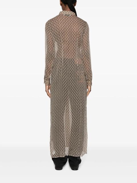 Marine Serre Moon Diamant silk shirt dress - Neutrals