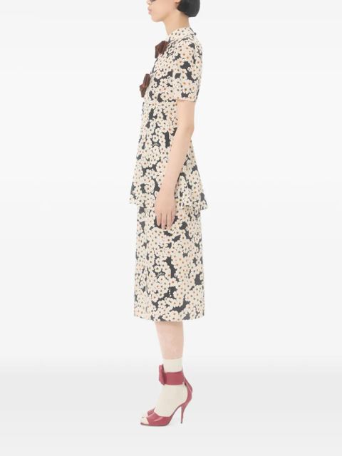 Valentino Garavani Primula-print bow-details midi dress - Black