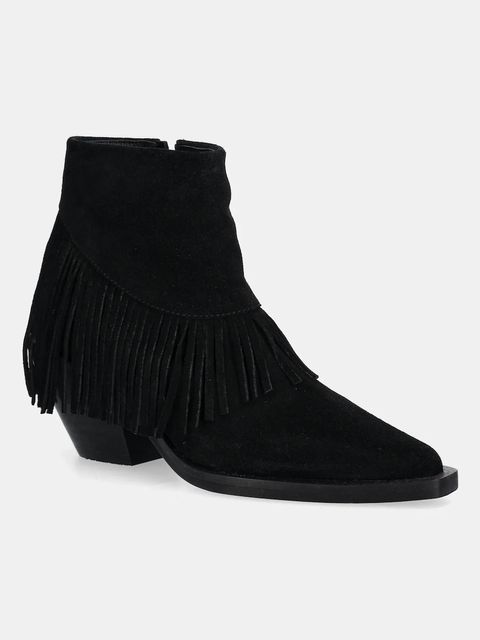 Answear.LAB kowbojki zamszowe kolor czarny na słupku