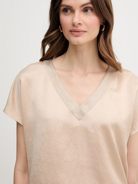 Marc Aurel bluzka damska kolor beżowy z aplikacją 6318-2000-93424