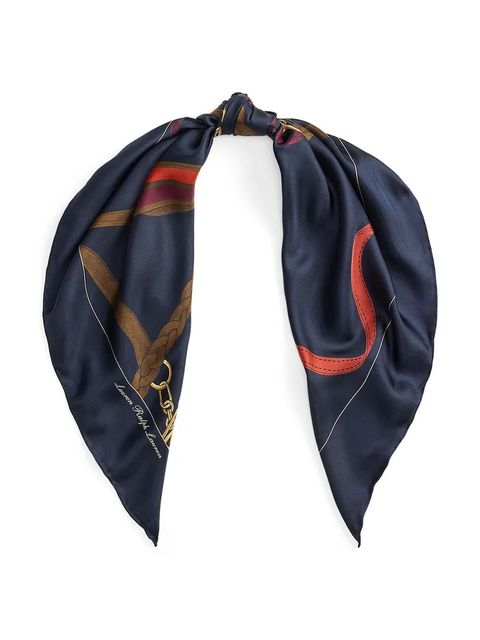 Lauren Ralph Lauren apaszka jedwabna damski kolor granatowy wzorzysta 454P09781 - zdjęcie produktu nr 1