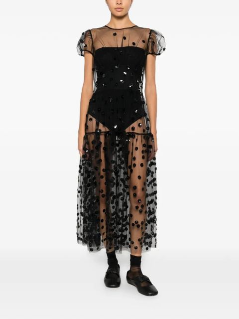 Cecilie Bahnsen Nanna sequin blossom dress - Black
