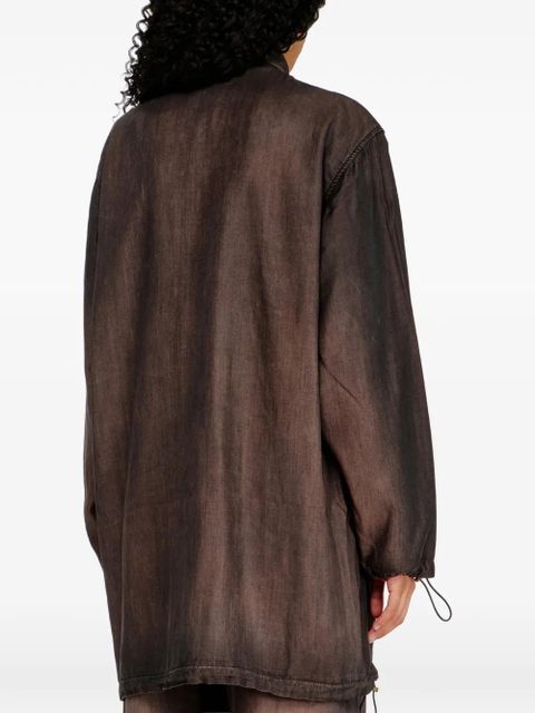 Diesel Giacca leggera extra-long collar zip-up denim jacket - Brown