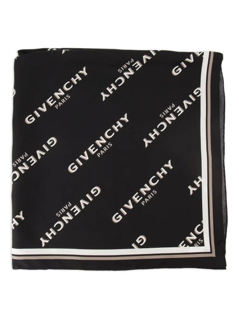 Givenchy logo-pattern silk scarf - Black