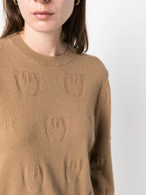 PINKO logo-debossed cashmere top - Brown