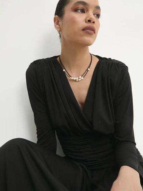 Answear.LAB sukienka kolor czarny maxi rozkloszowana