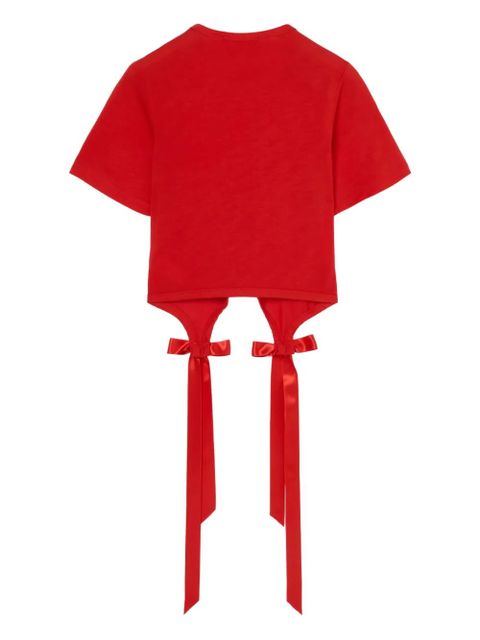 Simone Rocha Easy bow-detail short-sleeve T-shirt - Red - zdjęcie produktu nr 2