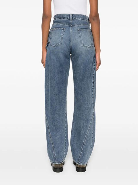 JW Anderson twisted-effect logo-patch denim jeans - Blue