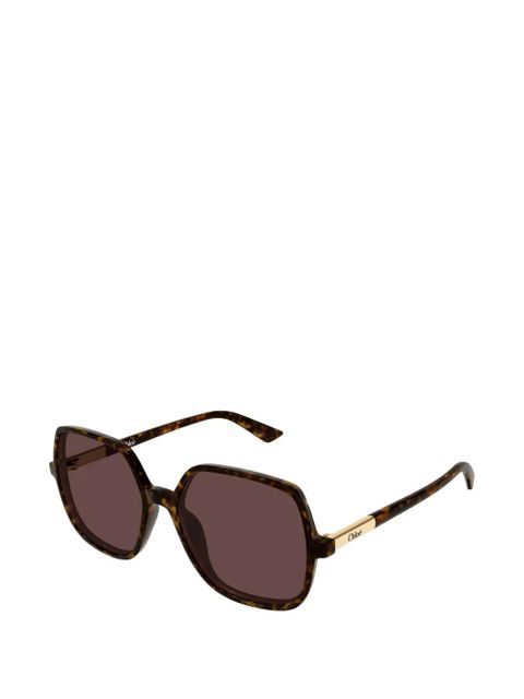Chloé Eyewear CHLOE OVERSIZED BROWN LENS GEOMETRICAL ACETATE SUNGLASSES - HAVANA-HAVANA-BROWN - zdjęcie produktu nr 2