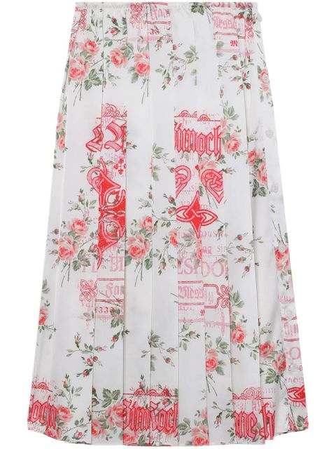 Simone Rocha floral-print pleated midi skirt - White - zdjęcie produktu nr 1