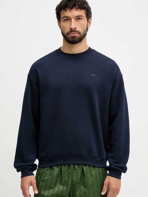 Lacoste bluza bawełniana kolor granatowy gładka SH7745