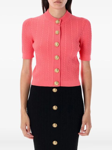 Balmain cable-knit buttoned cardigan - Pink - zdjęcie produktu nr 1