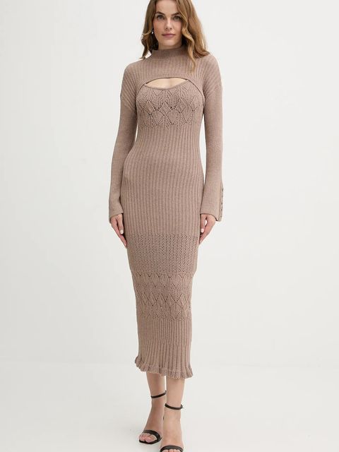 Guess sukienka SHINJU kolor beżowy maxi dopasowana W5BK91 Z4060 - zdjęcie produktu nr 1