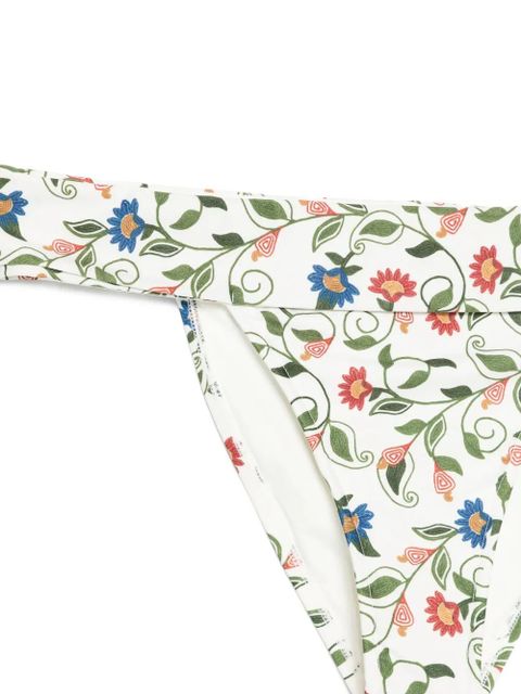 FARM Rio Stitched Garden floral-print bikini bottoms - White