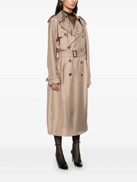 Saint Laurent silk trench coat - Neutrals