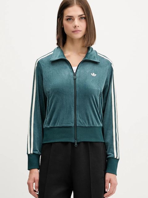 adidas Originals bluza welurowa Fb Liberty Tt damska kolor zielony z aplikacją JW5267 - zdjęcie produktu nr 1